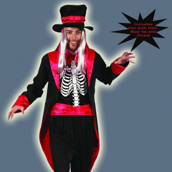 Mens Halloween Costume Skeleton Day of Dead Adult Fancy Dress S: L-XL - Image 3