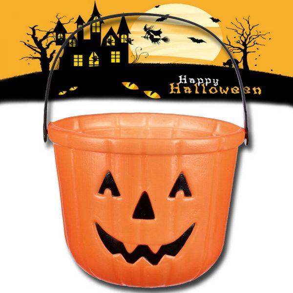 Spooky Hollow Halloween Trick Or Treat Orange Pumpkin Candy Bucket Party Pail