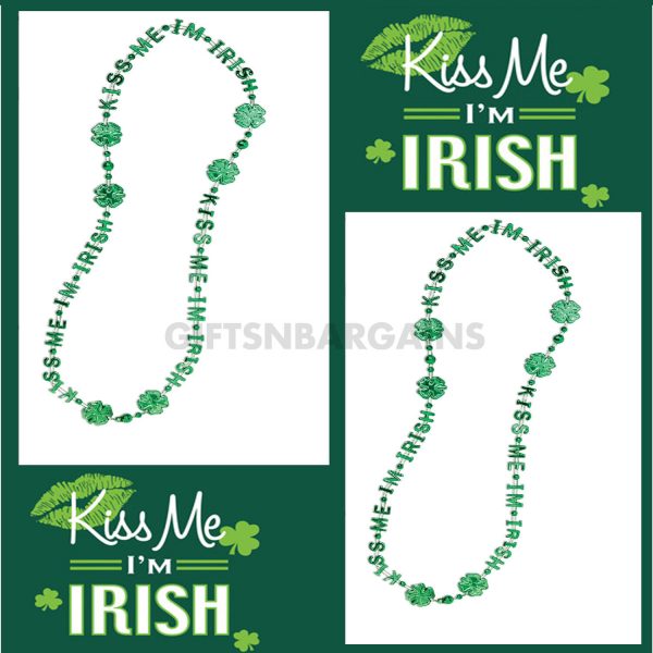 St Patricks Day Kiss Me I’m Irish Beads Party Necklace Paddy Pats Jewellery SALE - Image 3