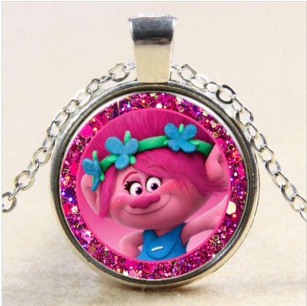 Trolls Chain Branch Poppy Necklace Pendant Girl Costume Jewellery Gemstone Cameo - Image 3