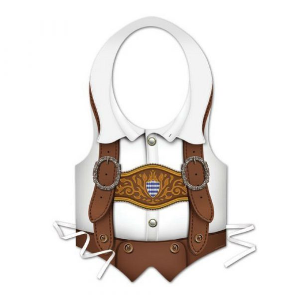 Adult Oktoberfest Bavarian Beer Man German Apron Vest Fancy Dress Costume Brown - Image 3