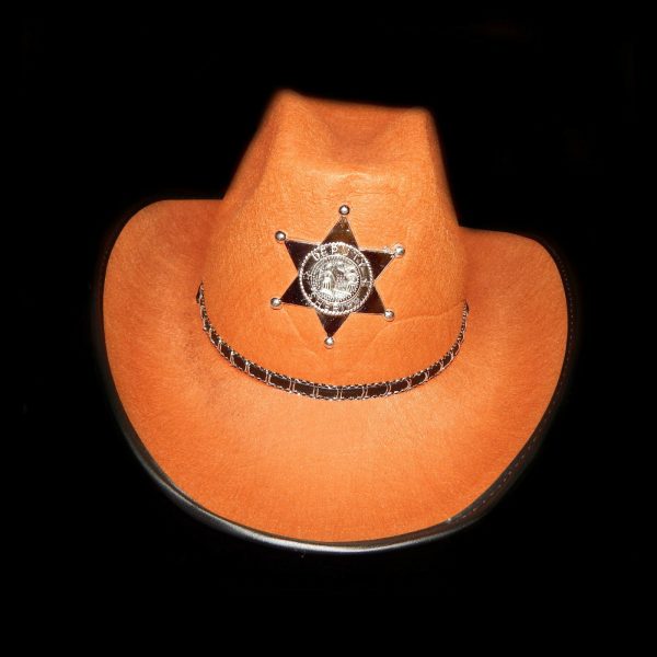 Adults Western Sheriff Brown Cowboy Hat Texas Ranger Men Gunslinger Tan Costume - Image 3