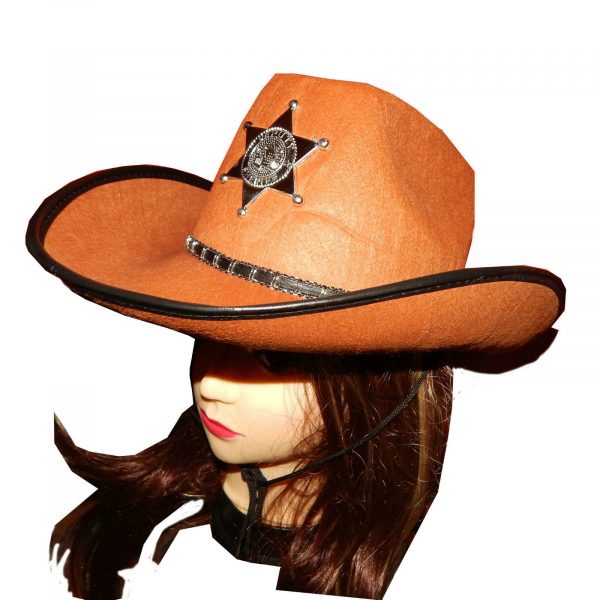 Adults Western Sheriff Brown Cowboy Hat Texas Ranger Men Gunslinger Tan Costume - Image 4