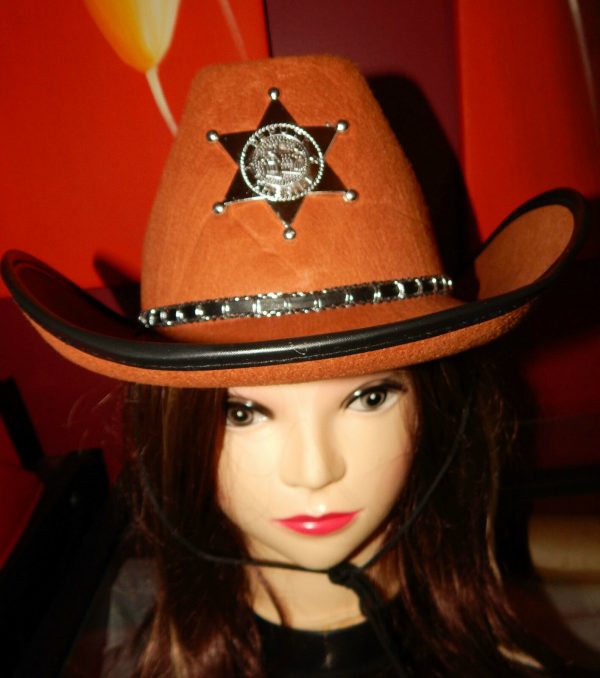 Adults Western Sheriff Brown Cowboy Hat Texas Ranger Men Gunslinger Tan Costume - Image 5