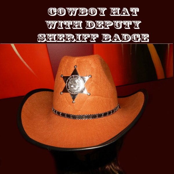 Adults Western Sheriff Brown Cowboy Hat Texas Ranger Men Gunslinger Tan Costume - Image 6