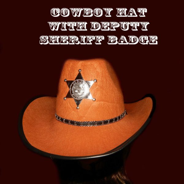 Adults Western Sheriff Brown Cowboy Hat Texas Ranger Men Gunslinger Tan Costume