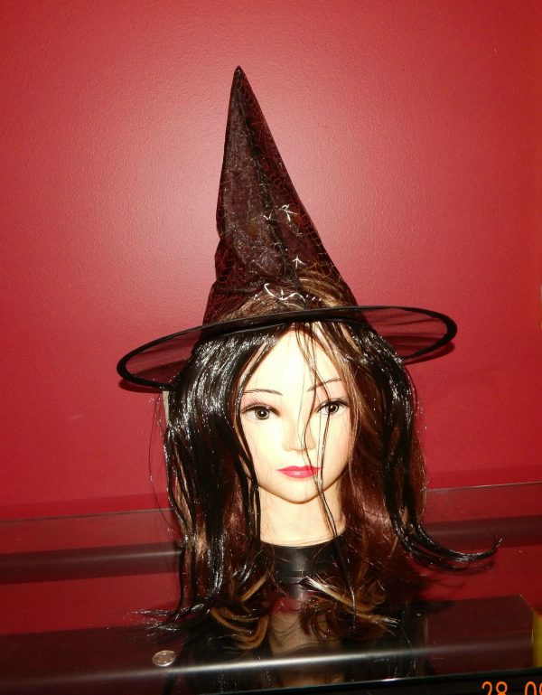 Black Silver Glitter Witch Hat Hair Halloween Costume Accessory Girl Child Kid