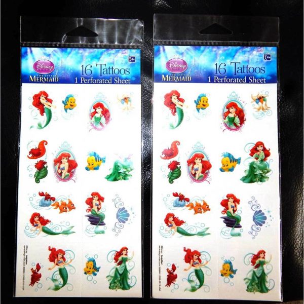 Disney Princess Ariel The Little Mermaid Tattoos Birthday Party Favours 16c - Image 3