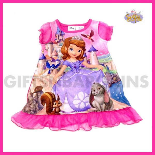 Disney Sofia The First Night Dress Size 5/6 Girls Pj Night Shirt Sleepwear