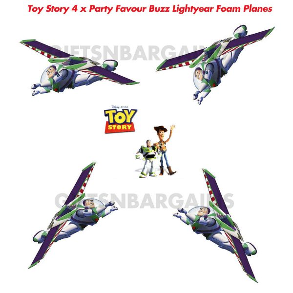 Disney Toy Story Birthday Party Favours 4 x Flying Foam Buzz Gliders Planes Toys - Image 3