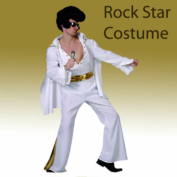 Elvis Presley Costume Rock n Roll 50s Pop Star Adult Celebrity White Gold Men - Image 3