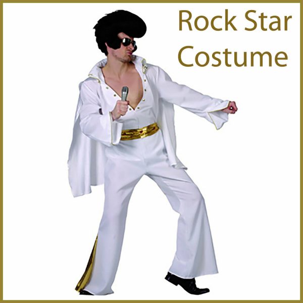 Elvis Presley Costume Rock n Roll 50s Pop Star Adult Celebrity White Gold Men - Image 4