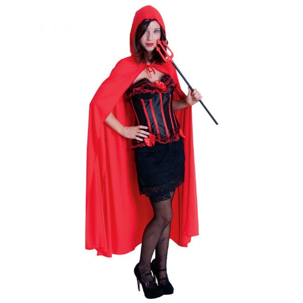 Hooded Cape Long Adult Devil Vampire Red Riding Halloween Cloak Robe142cm Women - Image 4