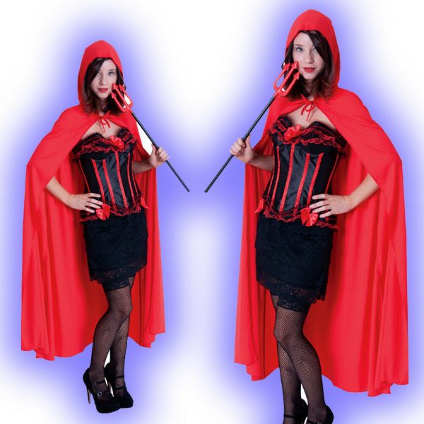 Hooded Cape Long Adult Devil Vampire Red Riding Halloween Cloak Robe142cm Women