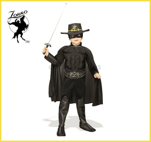 LICENSED DELUXE ZORRO CHILD BOYS MUSCLE CHEST FANCY DRESS HALLOWEEN COSTUME 5-7y - Image 3