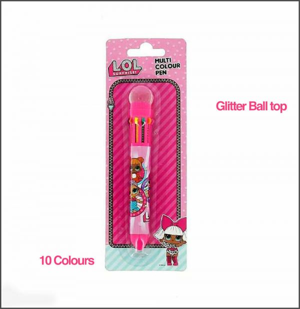 LoL Surprise Multicoloured Glitter Ball Top Pen L.O.L Surprise 10 Colour Girls - Image 3