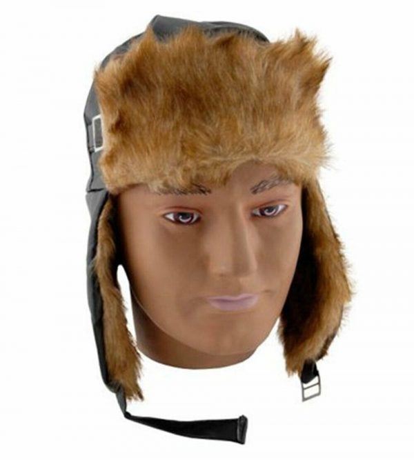 Mens Aviator Hat w Earflap Trapper Russian Faux Leather Fur Ski Cap Pilot Bomber - Image 3