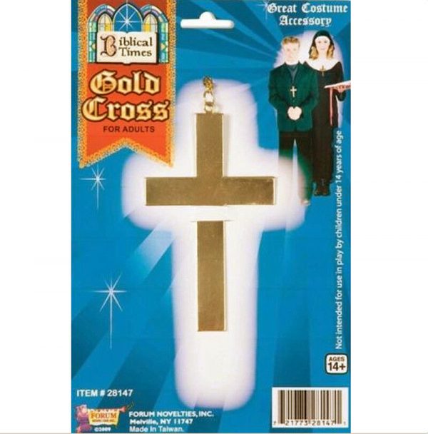 Priest Nun Sister Costume Accessory Metal Gold Holy Cross Chain Halloween Adult - Image 3