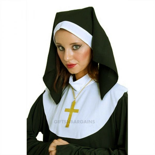 Priest Nun Sister Costume Accessory Metal Gold Holy Cross Chain Halloween Adult