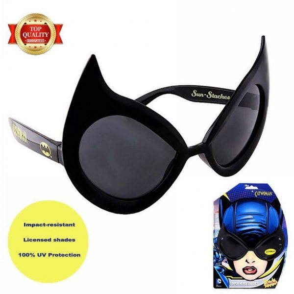 Sun-stache DC Cat Woman Glasses Sun Shades Black Adult Super Hero Cat Mask UV400 - Image 4