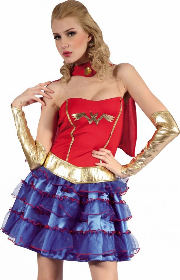 Super Heroes Costume Wonder Woman Supergirl Super heroine Adults Women S-M-L - Image 3