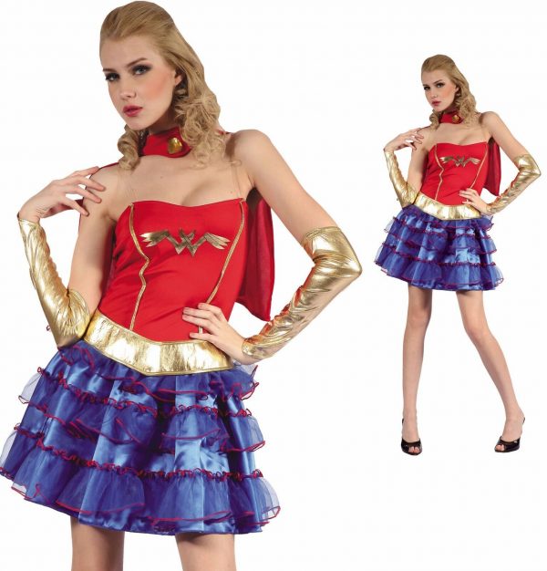 Super Heroes Costume Wonder Woman Supergirl Super heroine Adults Women S-M-L