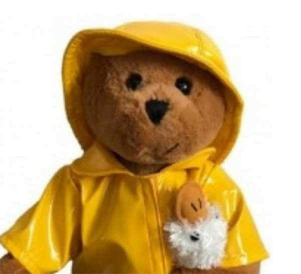 Teddy Bear Plush in Raincoat w Fluffy Ducky 30cm Paddington Style Kid Toy Animal - Image 3