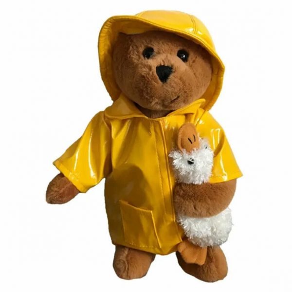 Teddy Bear Plush in Raincoat w Fluffy Ducky 30cm Paddington Style Kid Toy Animal