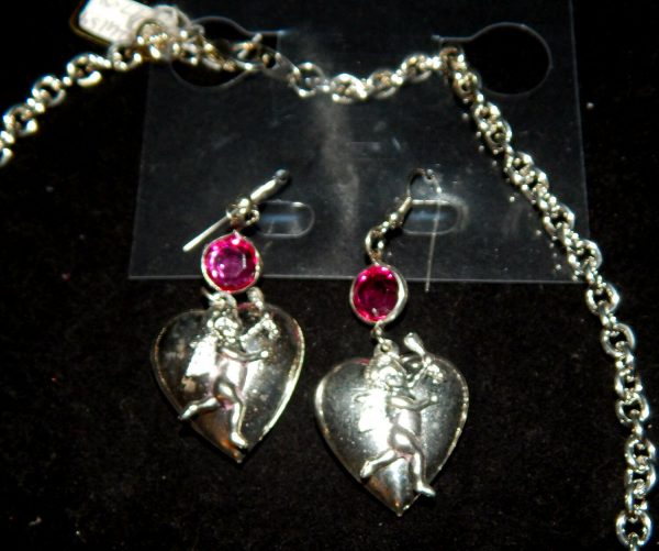 Valentine Women Gift Set Girl Jewellery Cupid Bow Arrow Heart Necklace Earrings - Image 6