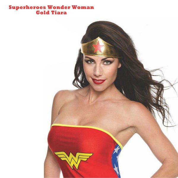 Wonder Woman Tiara Superhero Ladies Costume Crown Gold Adult Accessory Heroine - Image 3