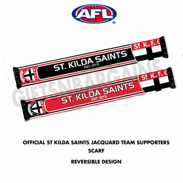 AFL ST KILDA SAINTS CROP JACQUARD SCARF OFFICIAL FOOTY SUPPORTERS REVERSABLE