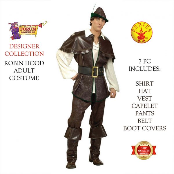 Adult Robin Hood Costume Medieval Hero Archer Dlxe Bookweek Men 7pc Fancy Dress - Image 3