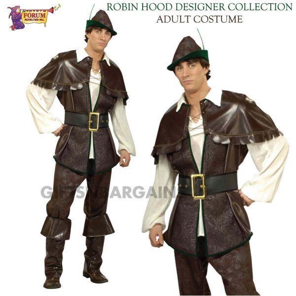 Adult Robin Hood Costume Medieval Hero Archer Dlxe Bookweek Men 7pc Fancy Dress