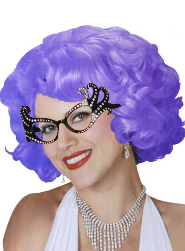 Bright Purple Women's Dame Edna Everage Costume Wig Aussie Icon Famous Celebrity