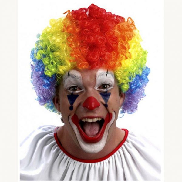 Clown Wig Adult Rainbow Circus Costume Halloween Evil Jester Men Multicolour