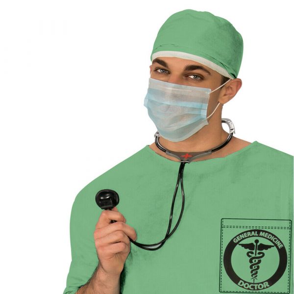 ER Doctor Costume Adult Men Medical Staff Surgeon Green Scrub Hospital Intern - Image 3