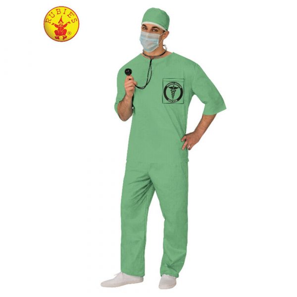 ER Doctor Costume Adult Men Medical Staff Surgeon Green Scrub Hospital Intern