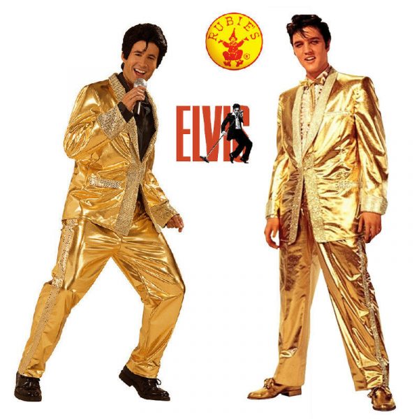 Elvis Presley Grand Heritage Costume Men Gold Lame Suit Flashy Collectors Edn