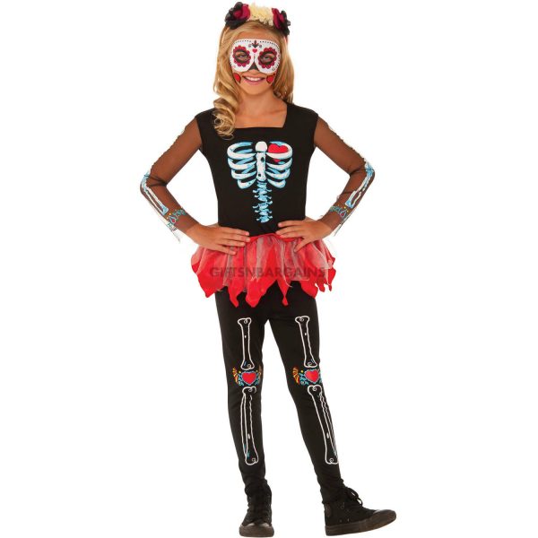 Girls Scared to the Bone Tutu Costume Day of the Dead Halloween Skeleton S/M/L - Image 3