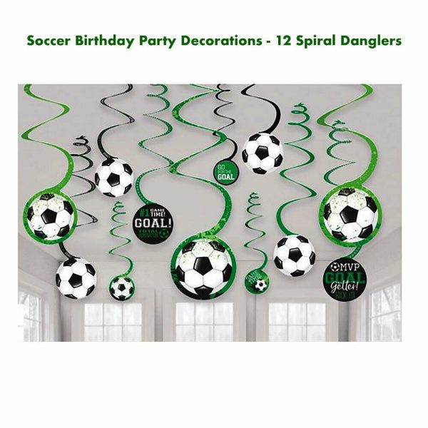 Goal Getter Soccer Party Spiral Hanging Decorations 12 Pk Boy Footyball Birthday