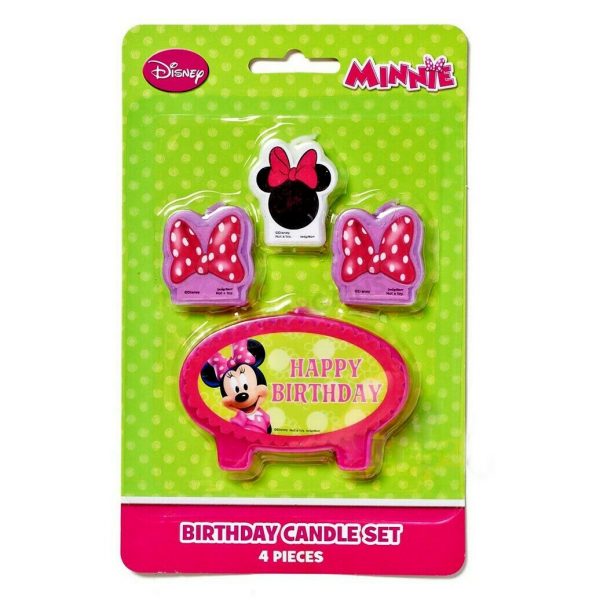 Minnie Mouse Happy Birthday Party Candle Set 4 Piece Themed Cake Topper Girls