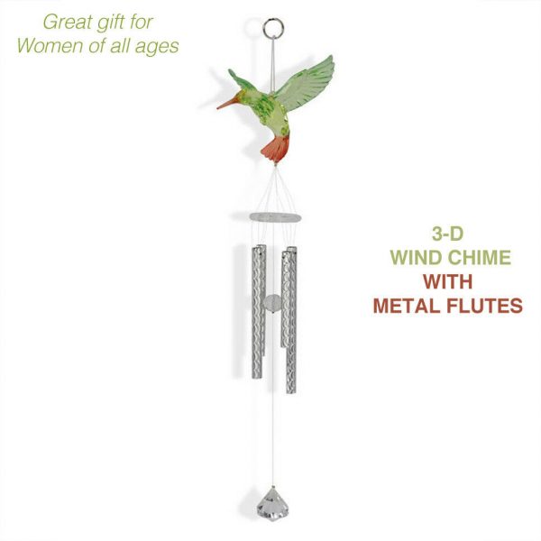 Mothers Gift Ladies Wind Chime Crystal Bells Hummingbird Home Garden Ornament