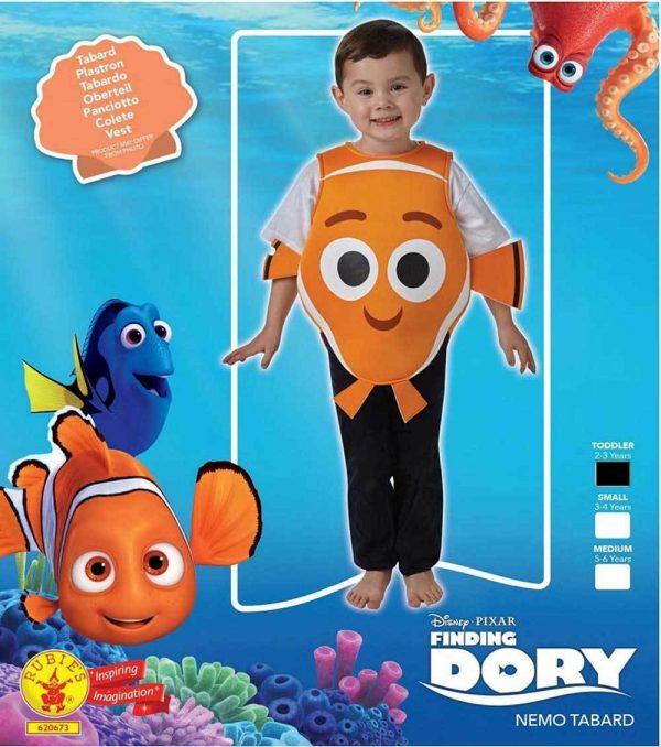 Official Nemo Clown Fish Costume Toddler 1-3y Child Kids Orange Ocean Tabard - Image 3