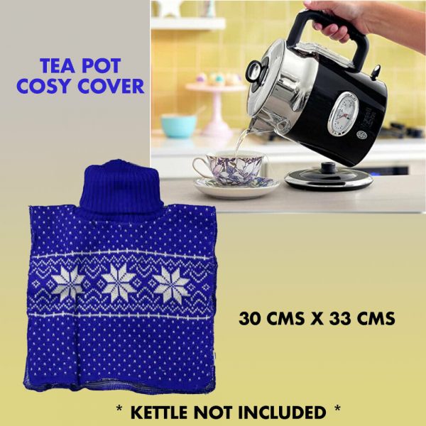 Purple Knitted Tea Pot Kettle Cosy Cozy Hot Water Bottle Cover Warmer Winter