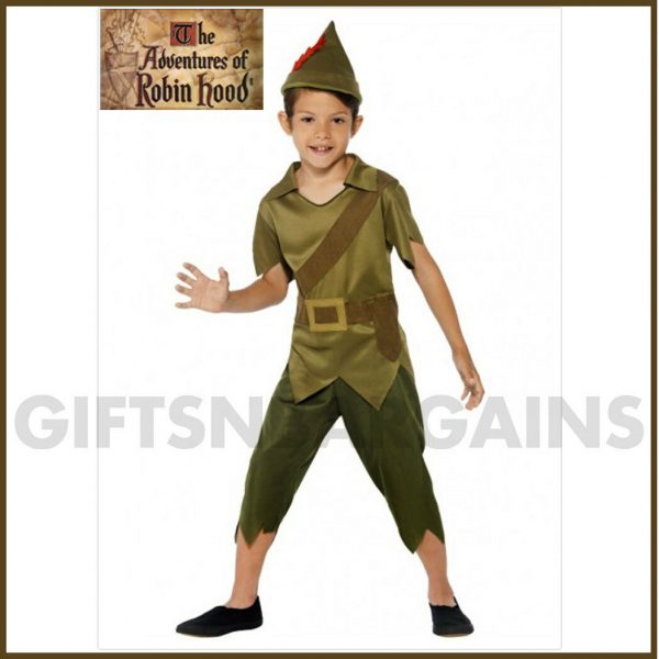 Robin Hood Costume Boys Kids Historical Medieval Fancy Dress Book Week Peter Pan - Image 3