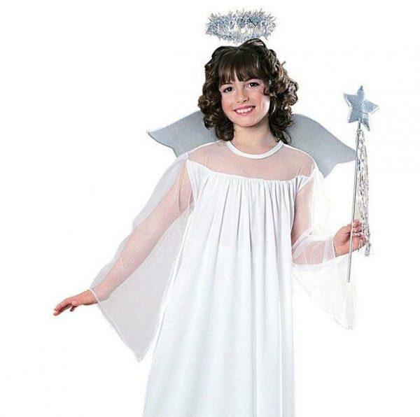 Rubies Angel Costume Girl Child White Christmas Dress Halo Wings S: Small 3-4y - Image 4