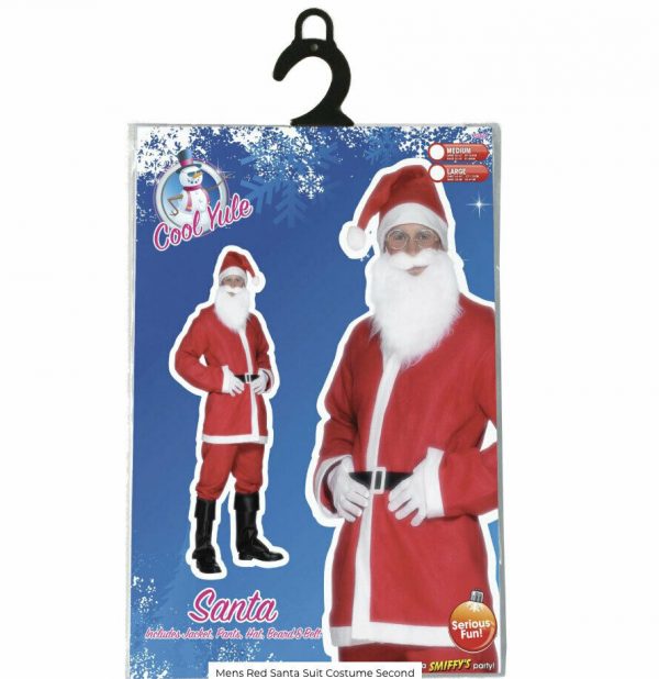 Santa Claus Christmas Suit Red Jacket Trousers Beard Hat Belt Men Father Xmas L - Image 4