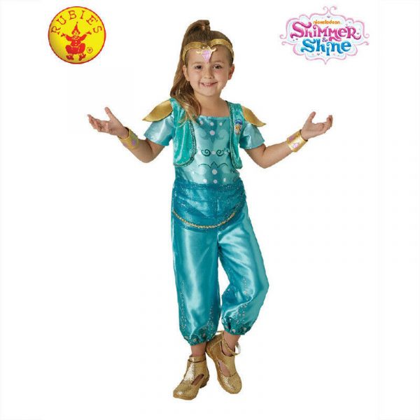 Shine Girl Classic Costume Blue Genie Arabian Princess Book Week Licensed Girl