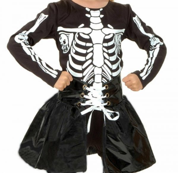 Skeleton Girl Costume Halloween Child Kids Fancy Dress Skull Bones Black White - Image 3