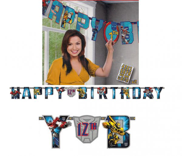 TRANSFORMERS BIRTHDAY PARTY SUPPLIES JUMBO 3.5M ADD-AN-AGE LETTER BANNER KIT BOY